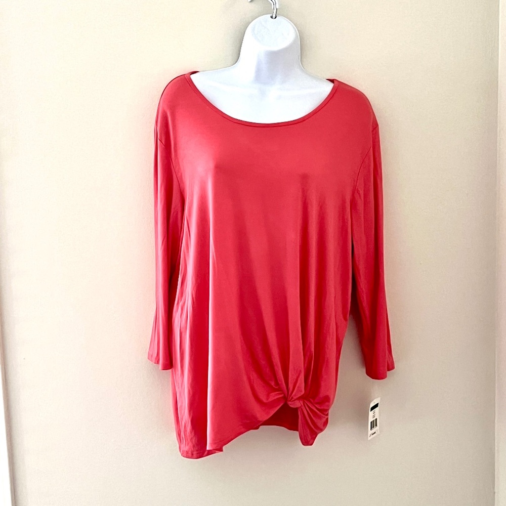 NWT coral top with tie front, Jillian N, size large